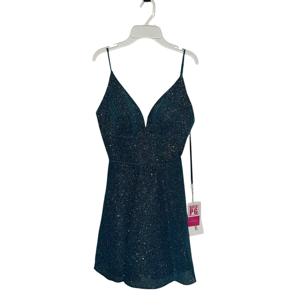 PromGirl Open-Back Tight Sequin Short Prom Dress PG-BHC-21-30 in Lakeside NWT